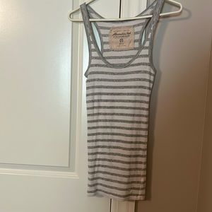Vintage Abercrombie and Fitch long gray and white tank top